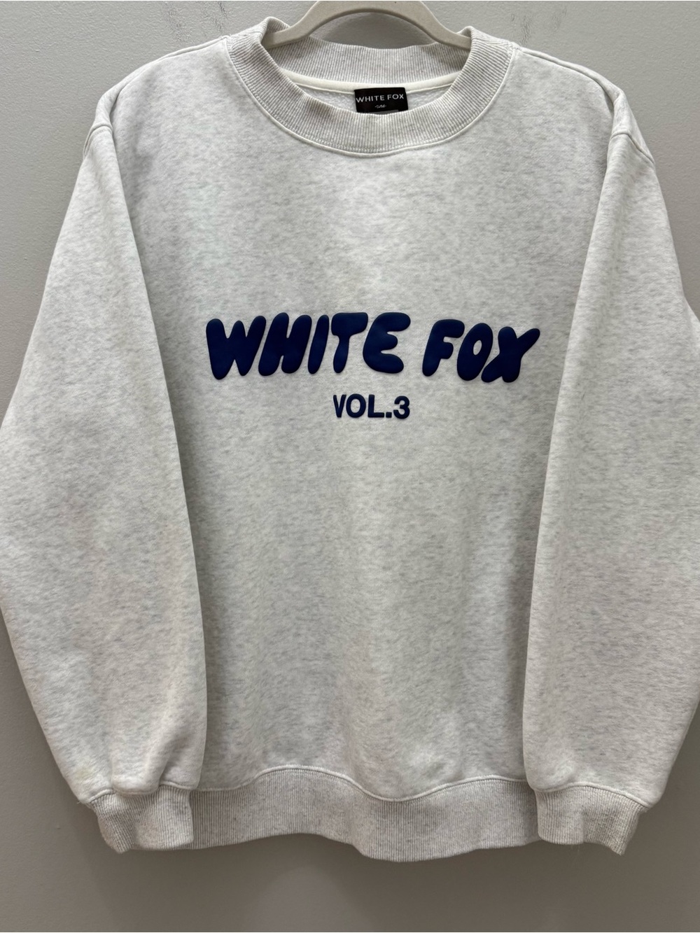 White Fox VOL.3 Crewneck Sweatshirt - Light Heather Gray with Navy Logo